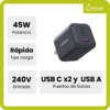 Cargador Ugreen 45w Usb-c Usb-a Carga Rápida 3 Puertos