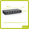 Switch Gigabit 8 Puertos Metálico Ruijie Montable Ethernet