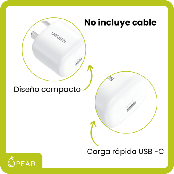 3 Mini Cargador Celular Carga Rápida 20w Usb C Ugreen