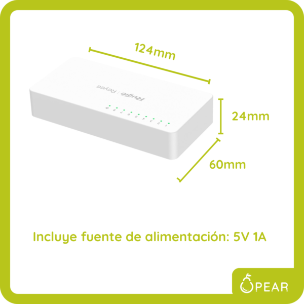 Switch Ruijie Rg-es08g-l 8 Puertos 16gbps Gigabit Con Fuente