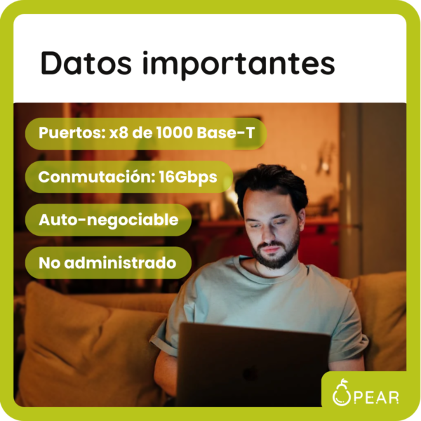 Switch Gigabit 8 Puertos Metálico Ruijie Montable Ethernet