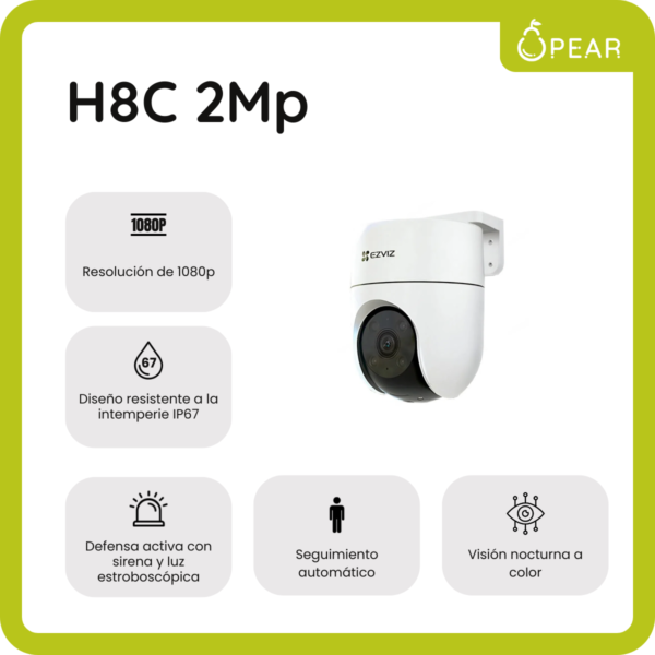 EVZ-H8C-2MP-X1-4 Cámara De Seguridad Wifi Domo Color Full Hd Ezviz H8c 2mp 1080 Vista 360 Color Blanco