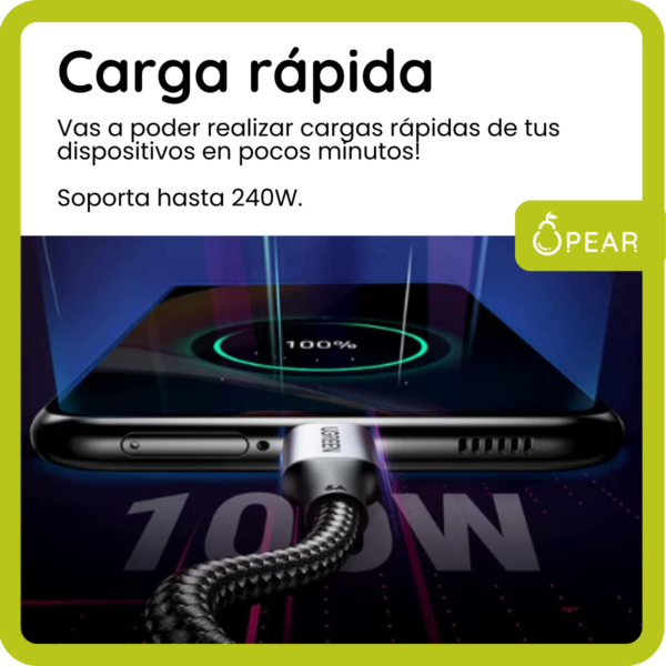 5 Cable Usb C Ugreen 2m 240w Carga Rápida Reforzado