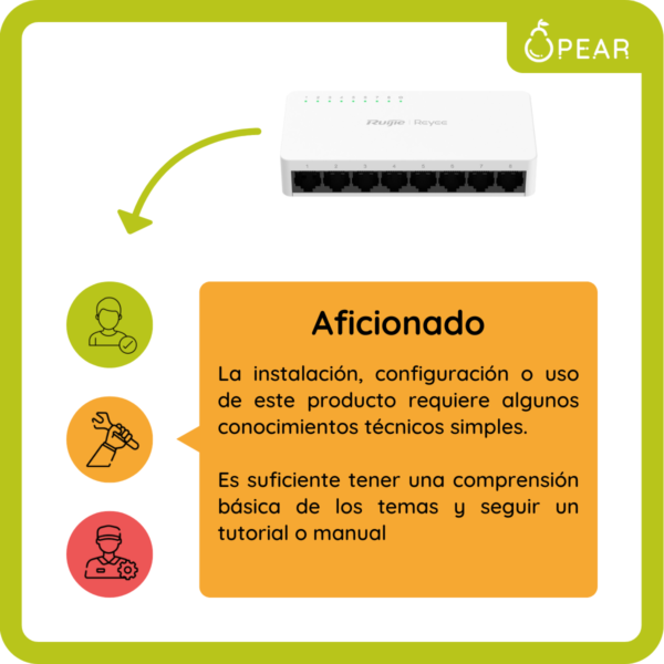 Switch Ruijie Rg-es08g-l 8 Puertos 16gbps Gigabit Con Fuente