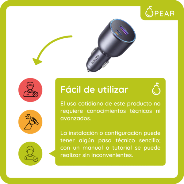 Cargador Auto Ugreen Usb C Usb A Carga Rápida 63w 2 Puertos