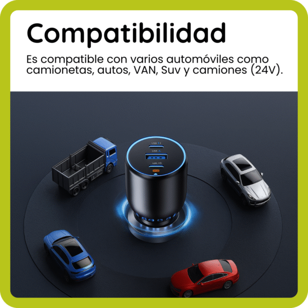 Cargador Auto Ugreen Usb A Usb C Carga Rápida 75w 3 Puertos