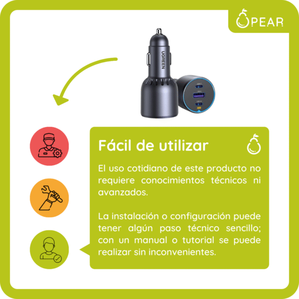 Cargador Auto Ugreen Usb A Usb C Carga Rápida 75w 3 Puertos