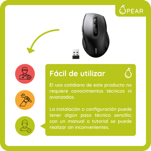 Mouse Ugreen Inalámbrico Bluetooth Ergonomico Receptor Usb C