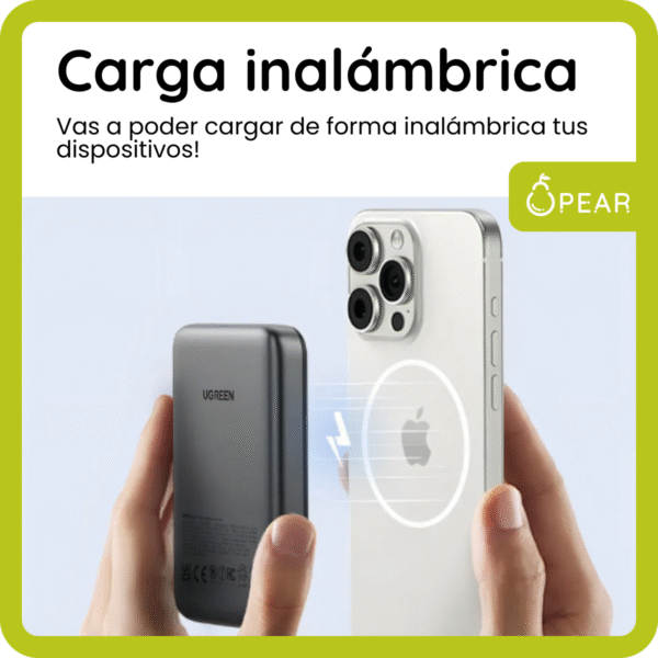 UGR-PB561-G-X1-4 Power Bank Ugreen Inalámbrico Portátil 20w Qi Apple iPhone