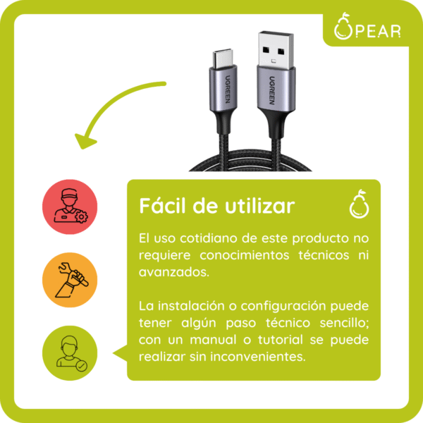 UGR-US288-N1M-X1-7 Cable Carga Rápida Ugreen Usb Tipo A a Tipo C 100w