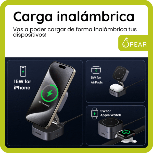 Cargador Inalámbrico Magnético Qi2 Ugreen 15w iPhone